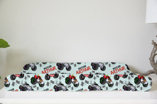Monster Trucks Personalized Changing Pad Cover