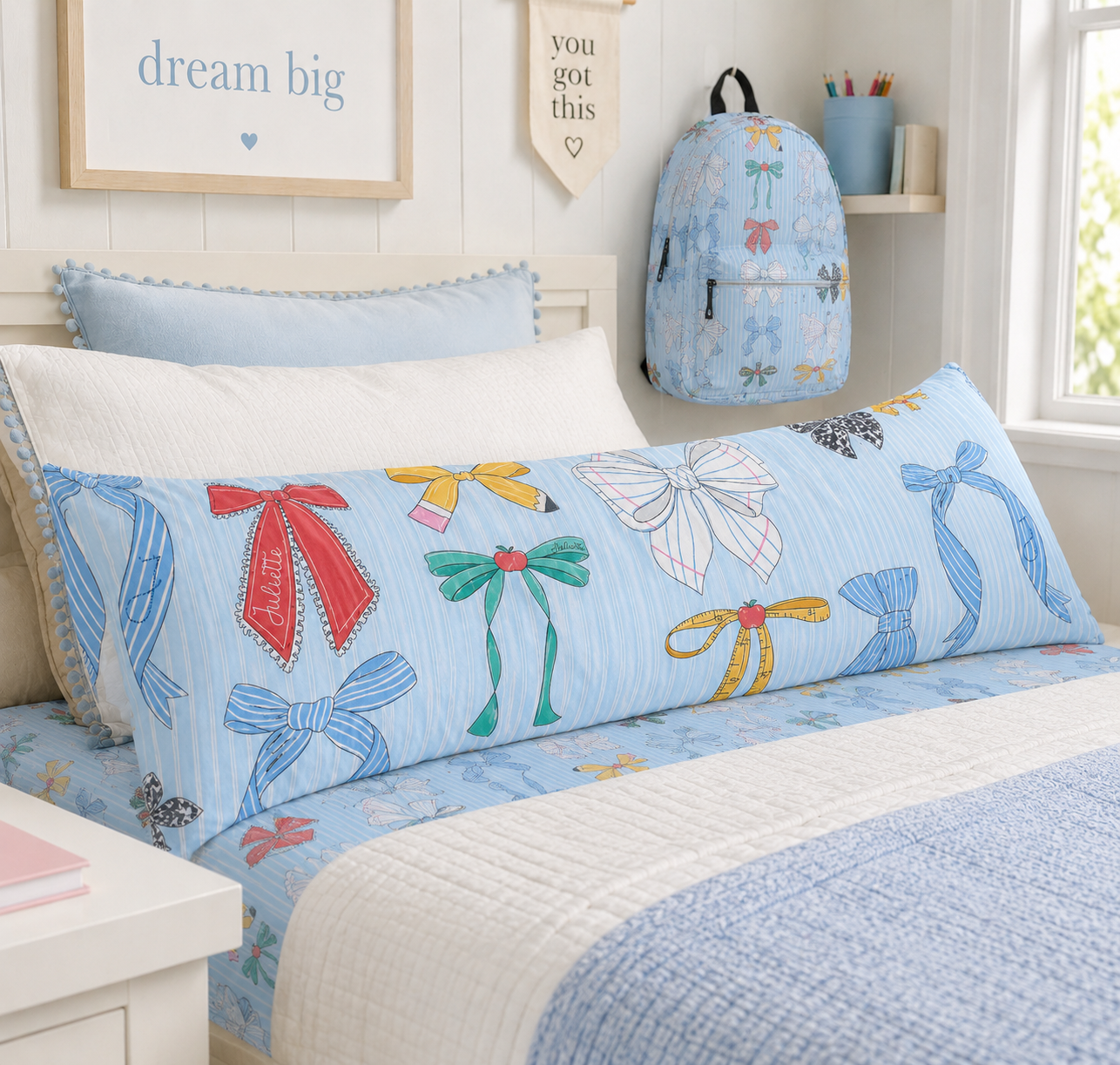 Personalized Body Pillow Cover | Books & Bows