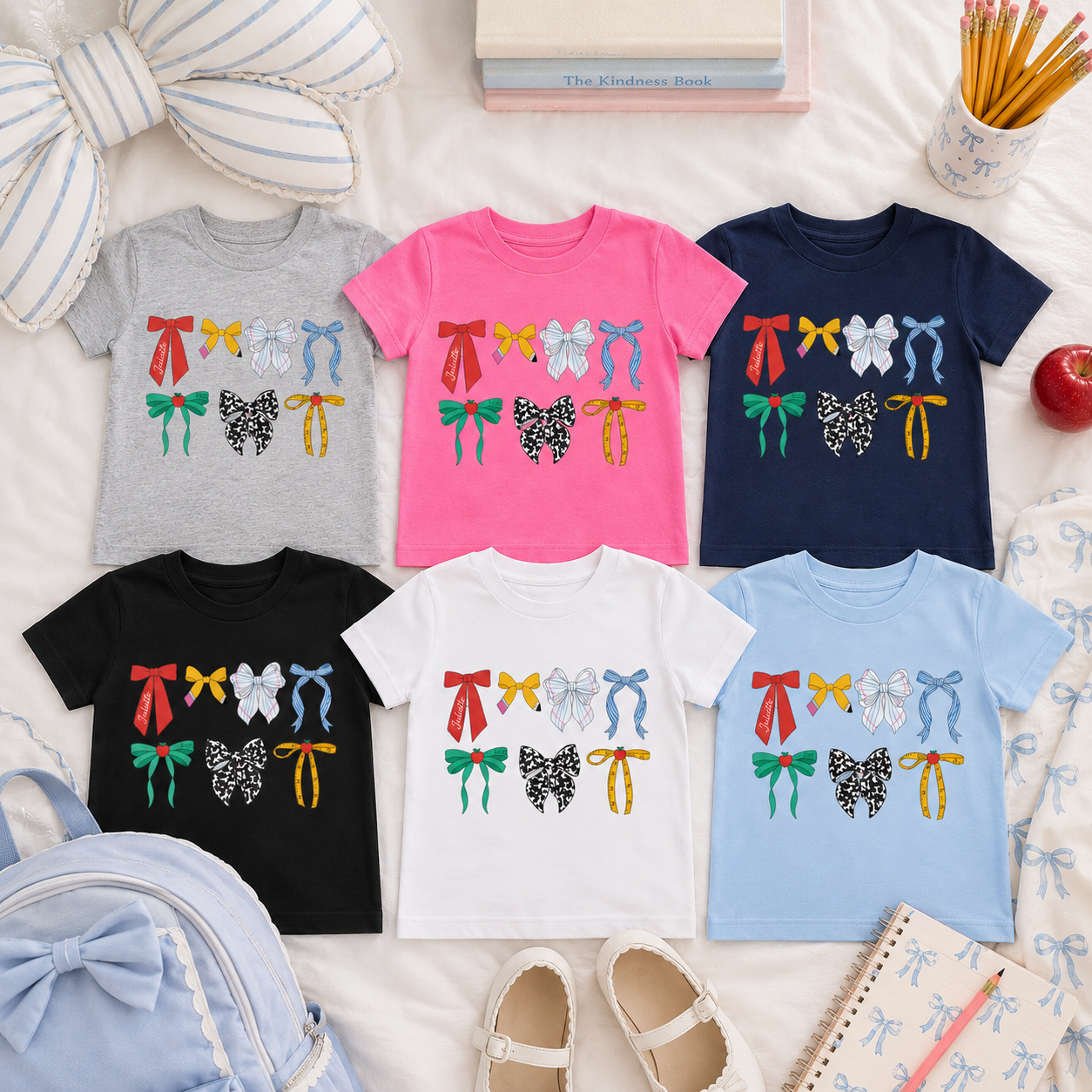 Books & Bows Personalized Kids Graphic Tee  | Multiple Colorways
