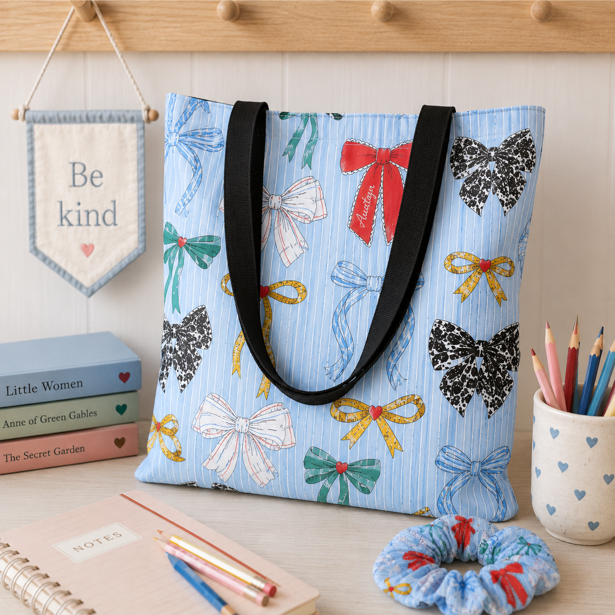 Books & Bows Personalized Tote Bag
