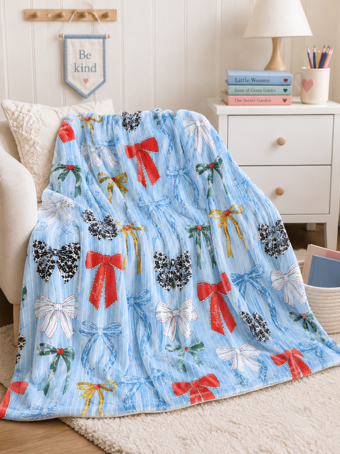 Books & Bows Personalized Minky Blanket