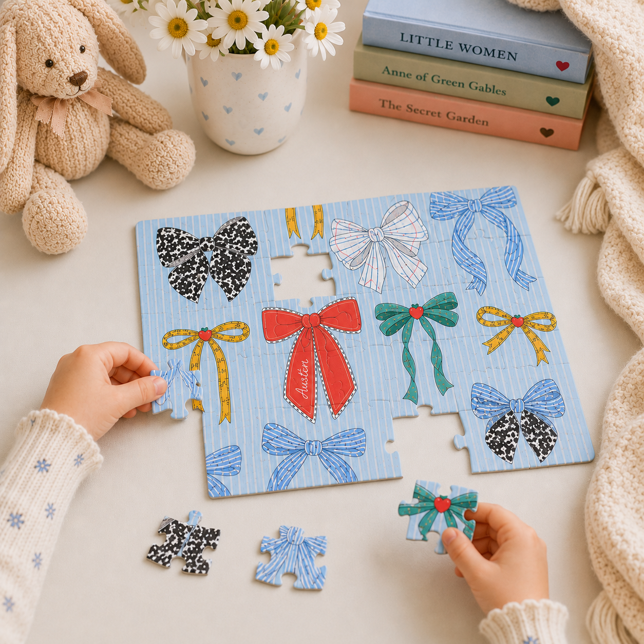Bows & Books Kids Personalized 30 Piece Puzzle