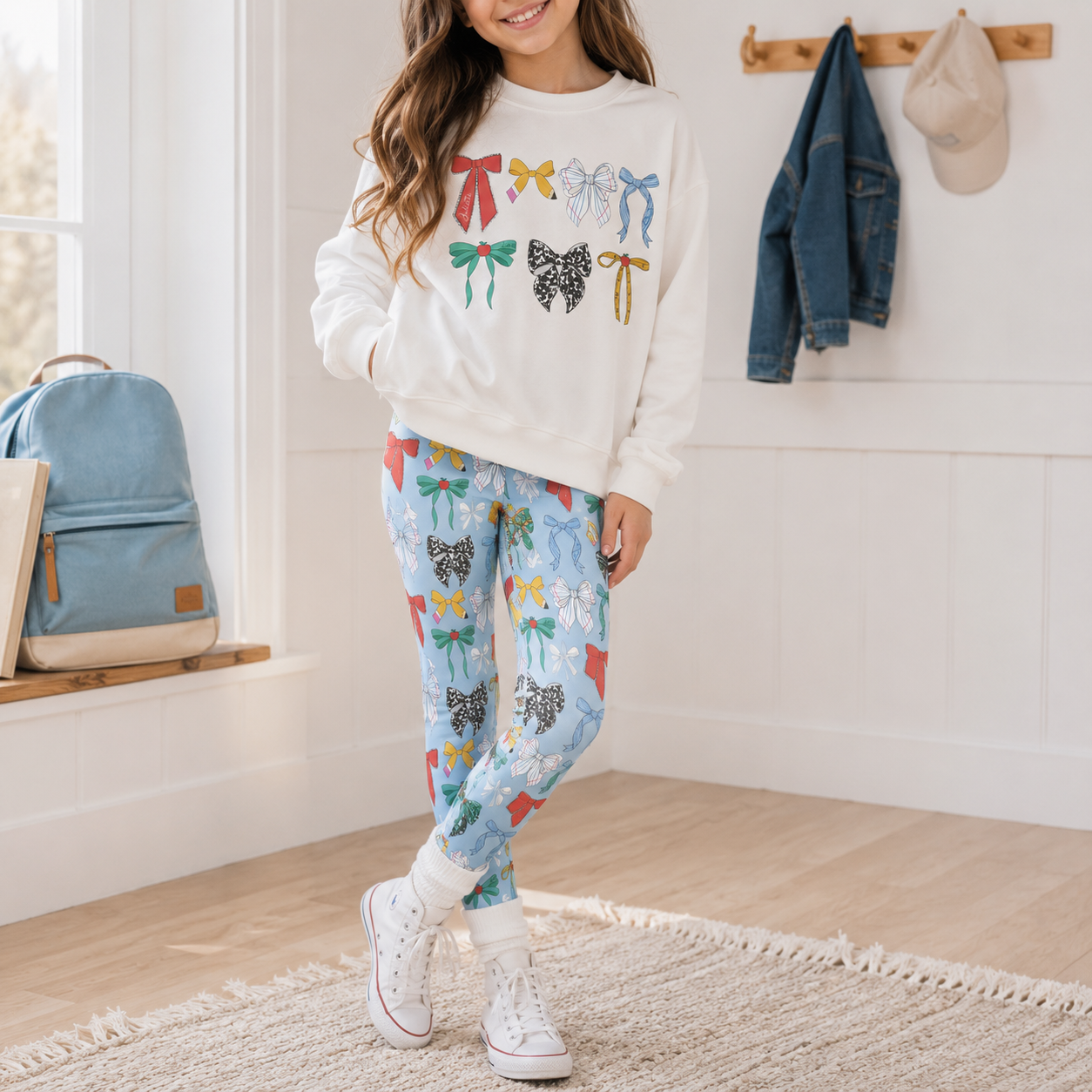 Personalized Kids Leggings | Books & Bows