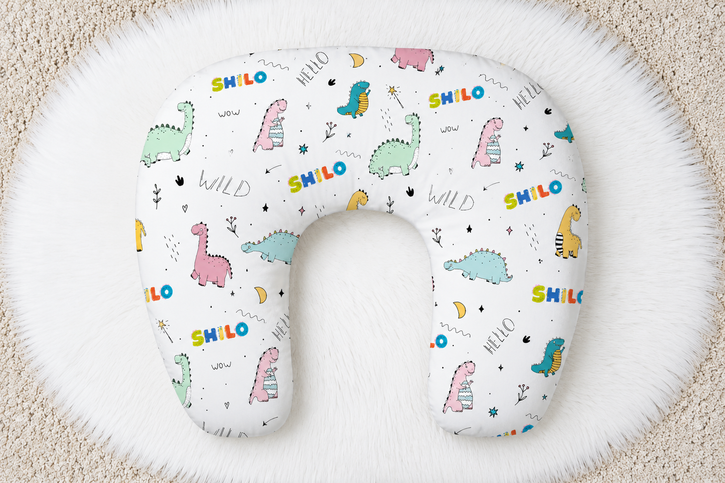 Dino Squad Personalized Baby Name Nursing Pillow Cover