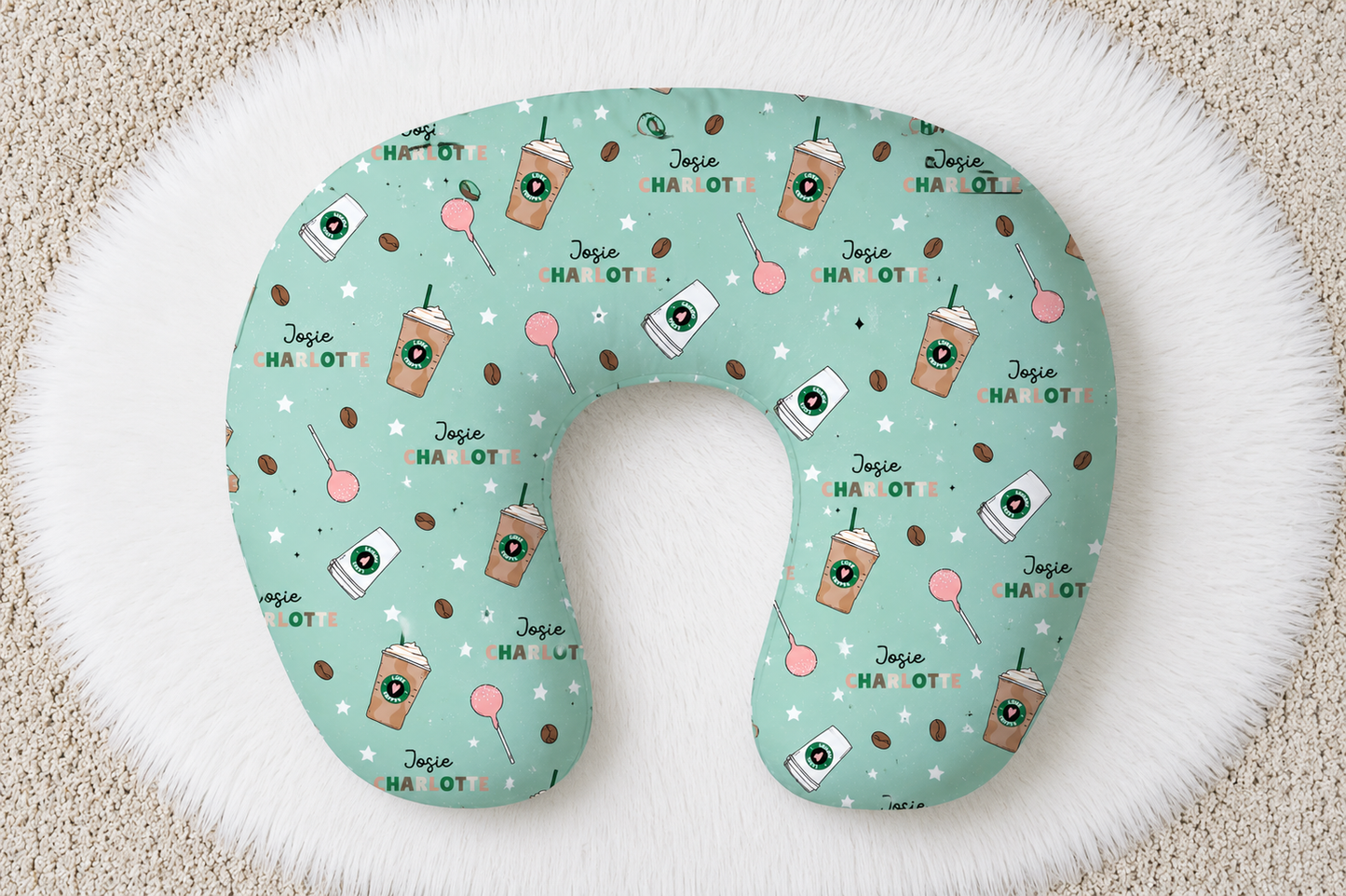Cocoa & Cake Pops Personalized Baby Name Nursing Pillow Cover