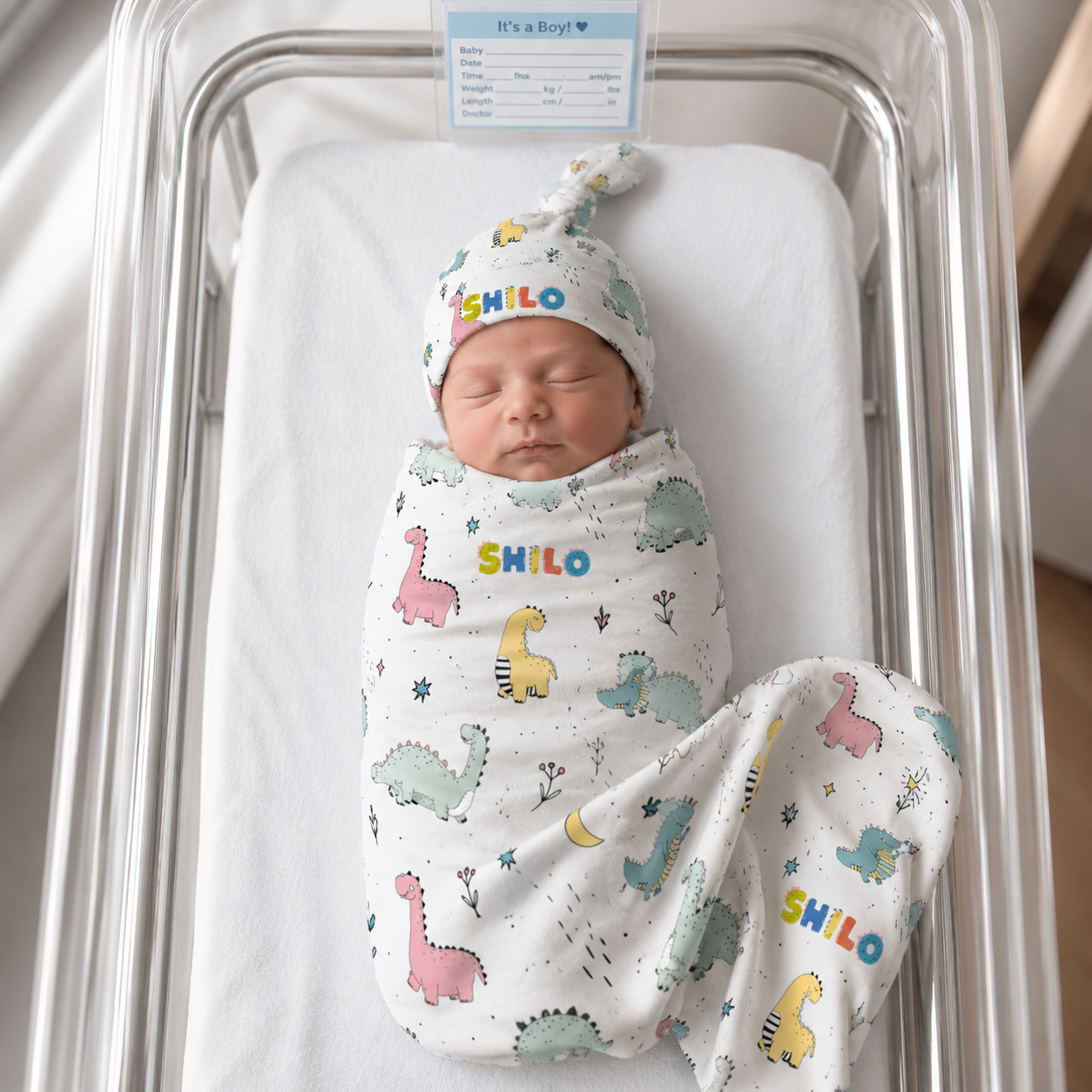 Dino Squad Personalized Name Swaddle Blanket