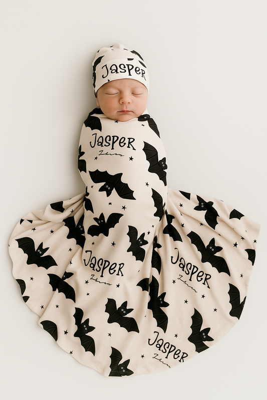 Feelin Batty Halloween Personalized Name Swaddle