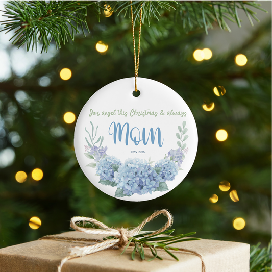 Our Angel Personalized Christmas Circle Ceramic Ornament