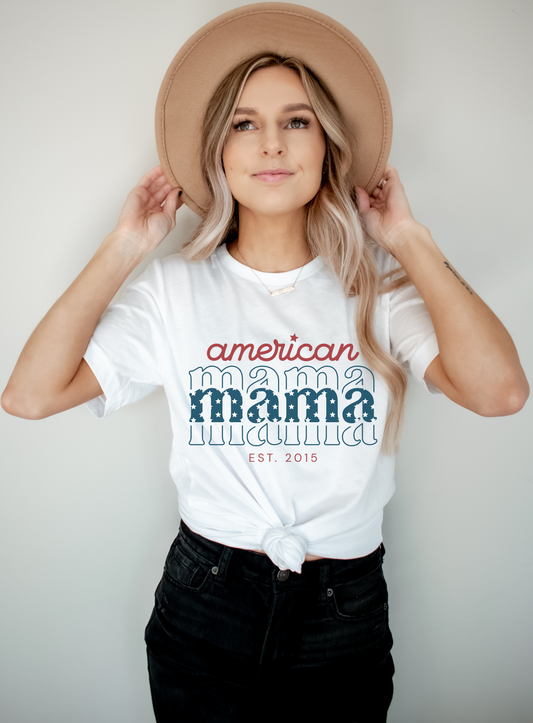 American Mama EST. Women's Graphic Tee | White