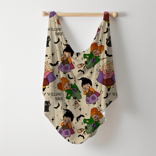 Little Witches Halloween Personalized Name Swaddle Blanket