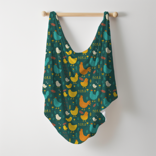Cluck & Bloom Personalized Name Swaddle Blanket