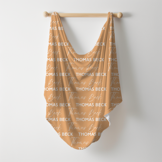 Solid Color Stacked Font Personalized Name Swaddle