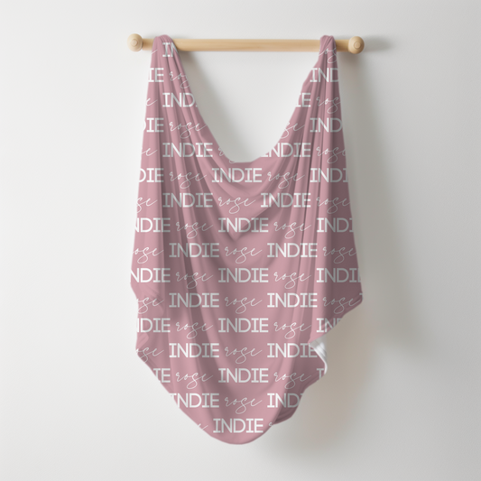 Solid Color Script & Block Font Personalized Name Swaddle