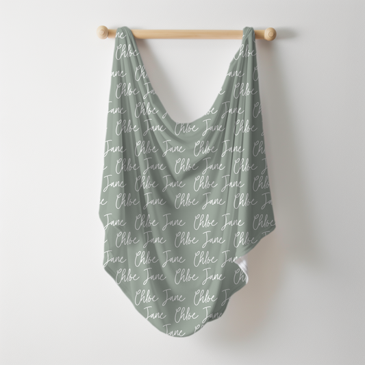 Solid Color Twisty Font Personalized Name Swaddle