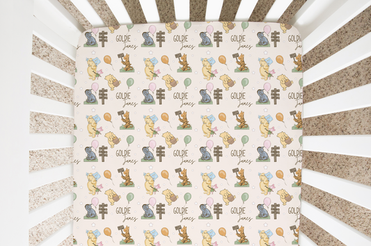 Hundred Acre Woods Personalized Crib Sheet