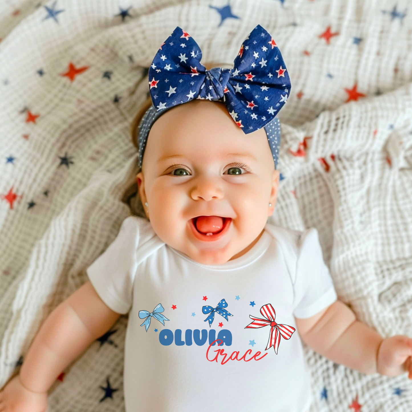 America The BOW-tiful Personalized Graphic Bodysuit | White