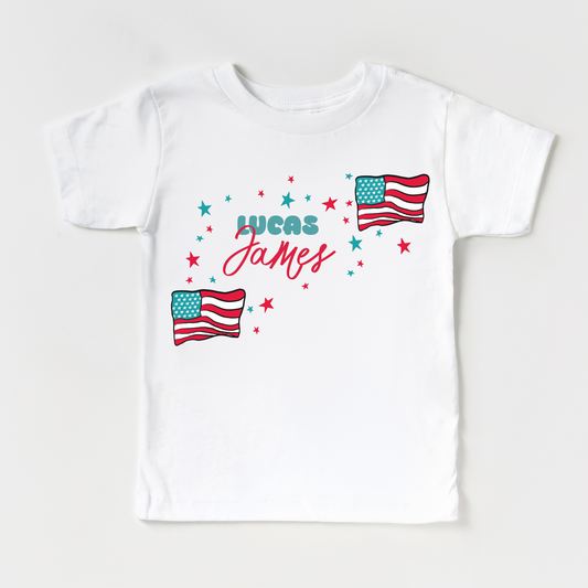 Land Of The Free Personalized Kids Graphic Tee  | Multiple Colorways