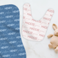 Solid Color Script & Block Font Personalized Name Burp Cloth & Bib