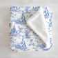 Tale As Old As Time Blue Toile Personalized Minky Blanket