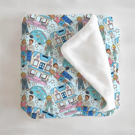 Vintage Dollhouse Minky Blanket - Little Britches Collaboration