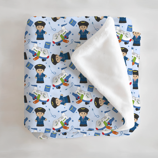 Tiny People Pilot Minky Blanket - Little Britches Collaboration