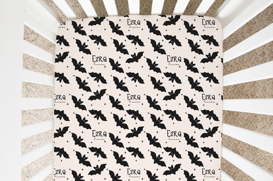 Feelin Batty Halloween Personalized Crib Sheet