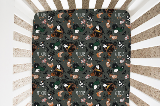 Barnyard Boos Halloween Personalized Crib Sheet
