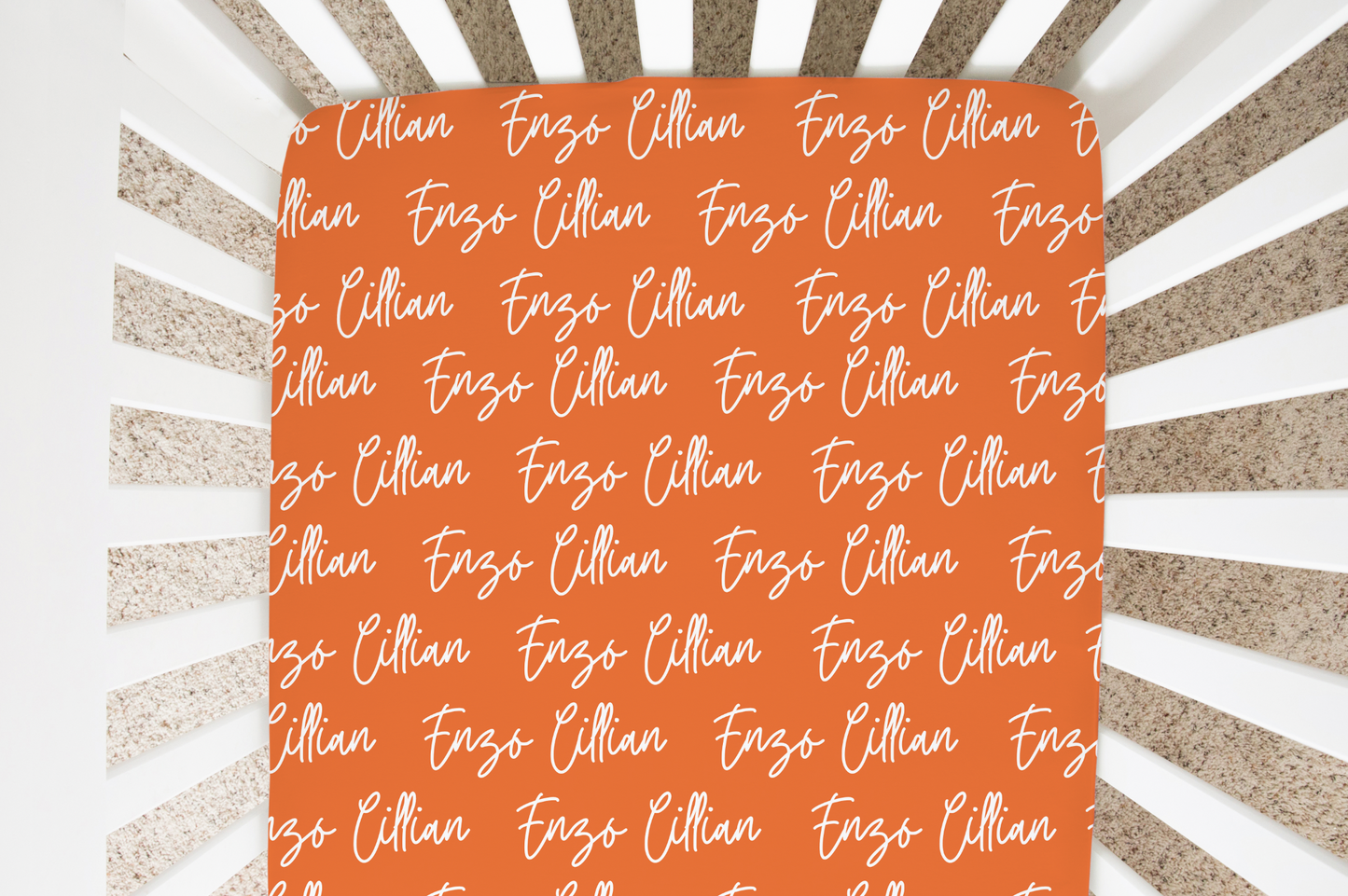 Solid Color Doodle Font Personalized Crib Sheet