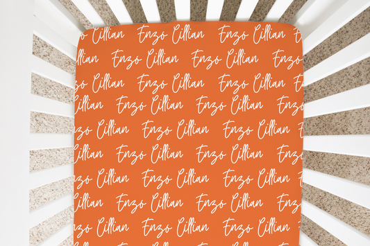 Solid Color Doodle Font Personalized Crib Sheet