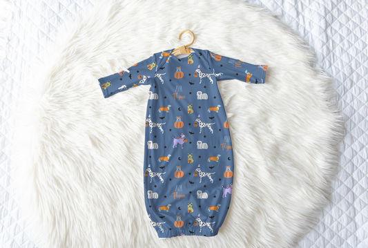 Halloween Pups Personalized Name Infant Gown