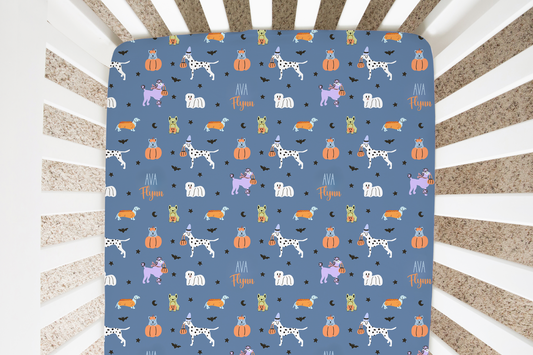 Halloween Pups Personalized Crib Sheet