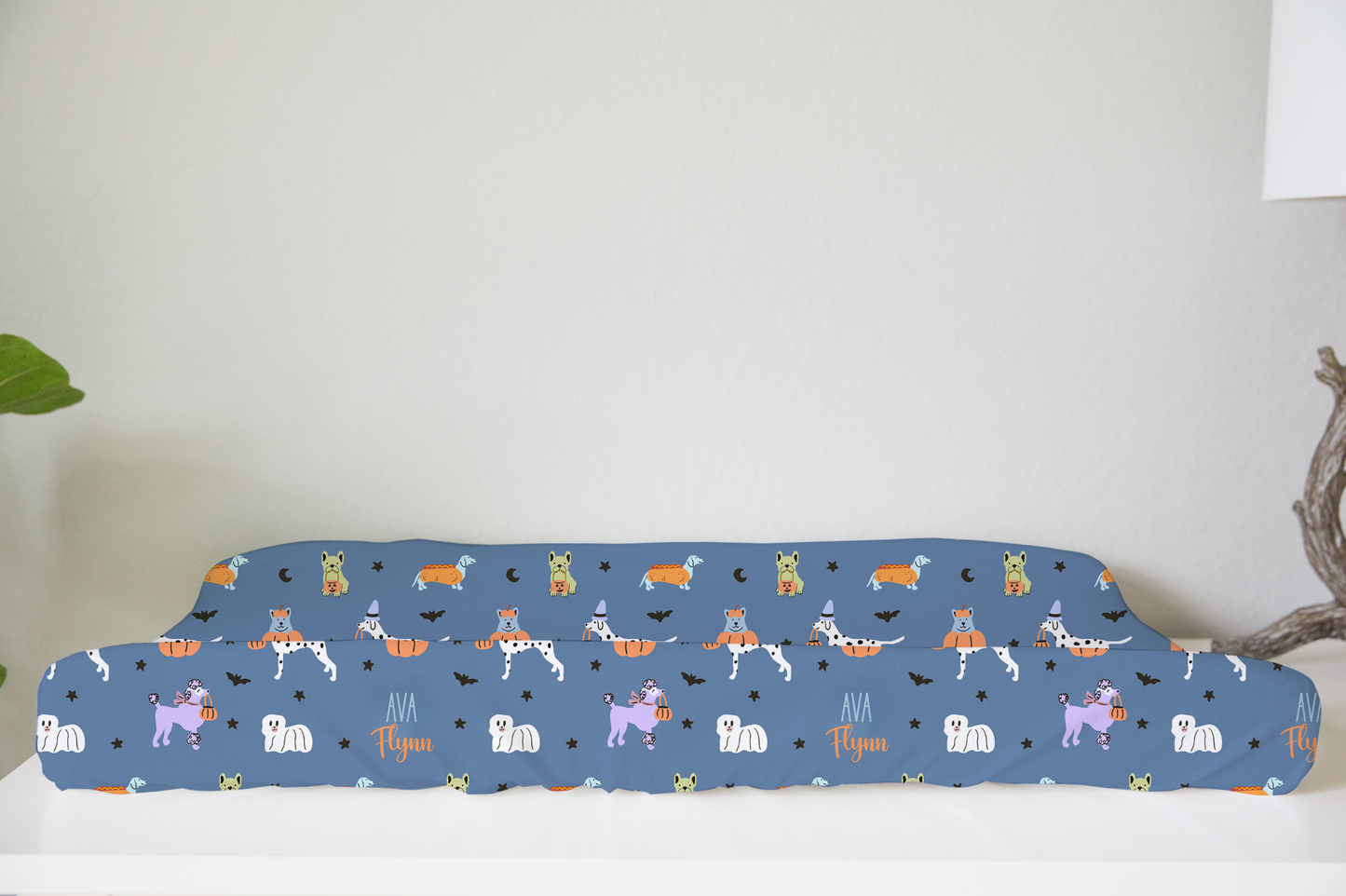 Halloween Pups Personalized Changing Pad Cover