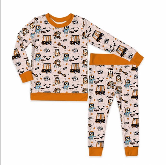 Nice Costume Rita Halloween Orange Trim Long Sleeve Jersey Jams – Two-Piece Loungewear Set