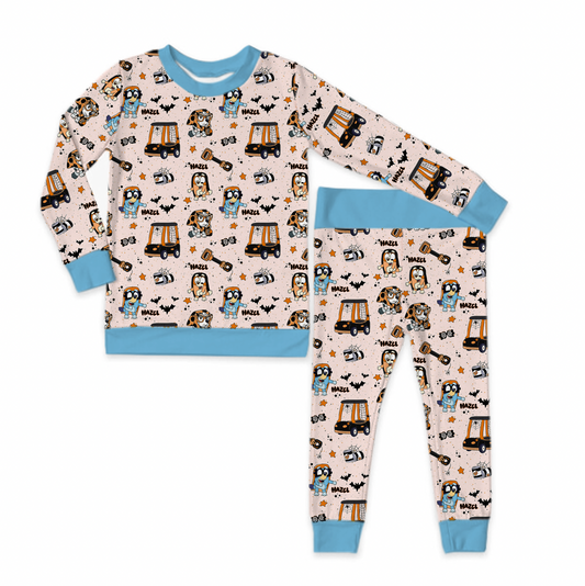 Nice Costume Rita Halloween Blue Trim Long Sleeve Jersey Jams – Two-Piece Loungewear Set