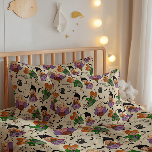 Little Witches Halloween Build Your Own Personalized Twin Bedding Set – Sheets & Pillowcase Options