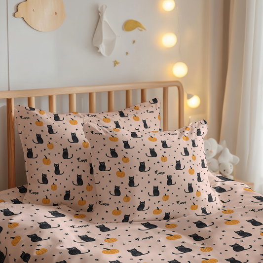 Purr-anormal Activity Halloween Build Your Own Personalized Twin Bedding Set – Sheets & Pillowcase Options