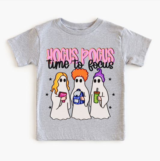 Hocus Pocus Time To Focus Halloween Kids Graphic Tee  | Multiple Colorways