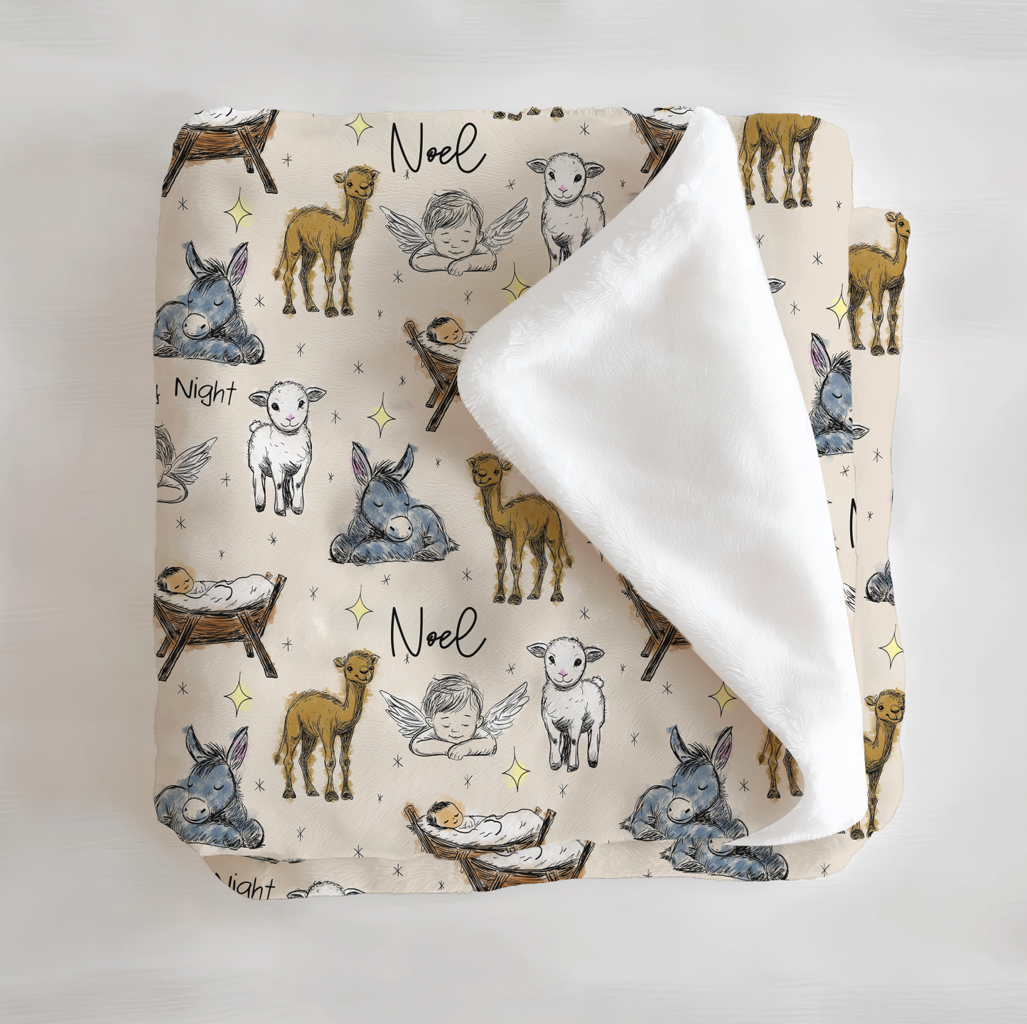 Holy Night Christmas Personalized Minky Blanket