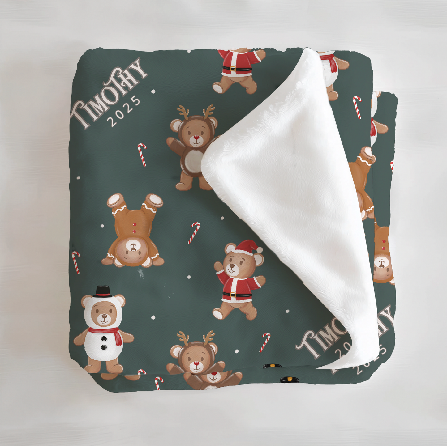 Teddy Bear Toyland Christmas Personalized Minky Blanket