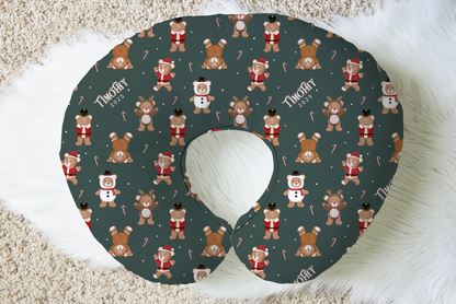 Teddy Bear Toyland Christmas Personalized Baby Name Nursing Pillow Cover