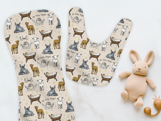 Holy Night Christmas Personalized Burp Cloth & Bib