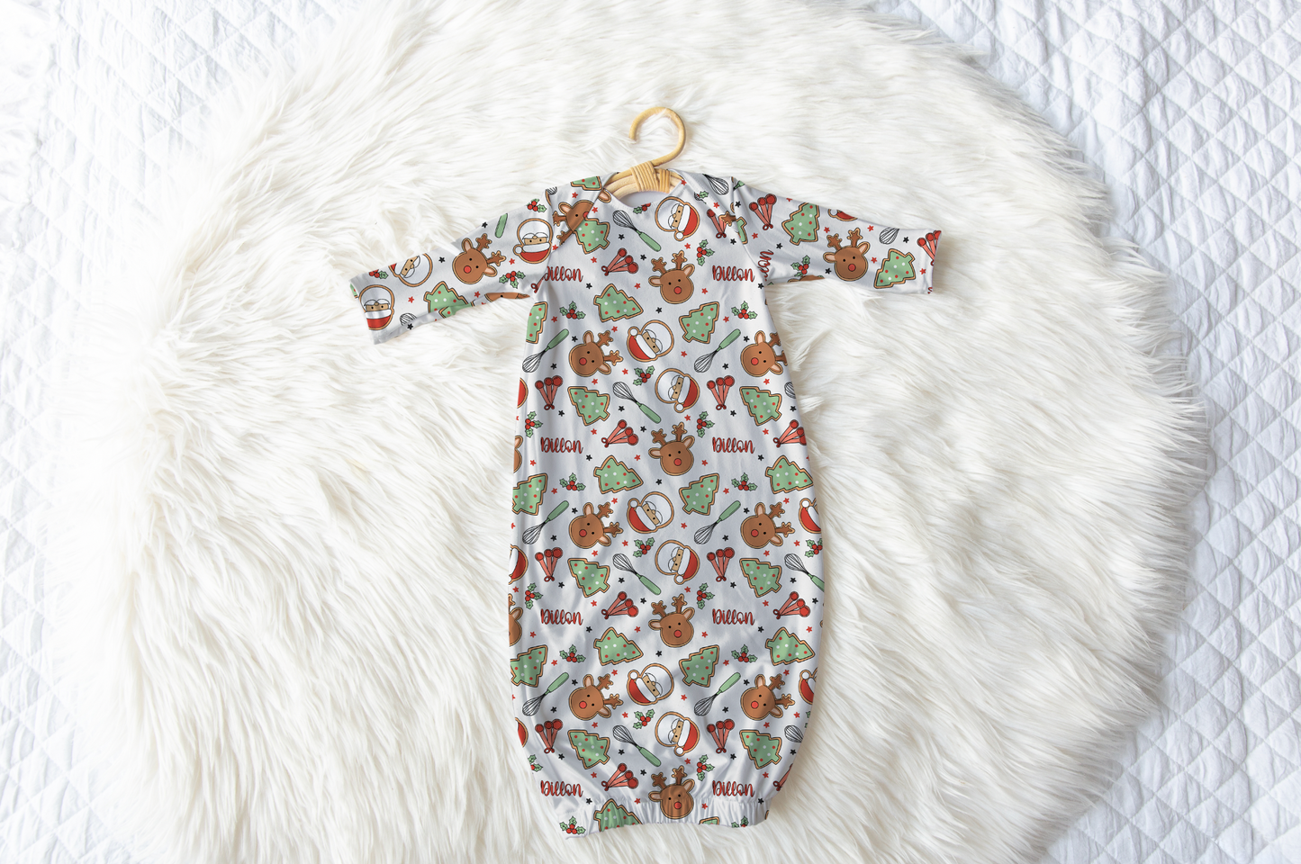Christmas Cookie Personalized Name Infant Gown