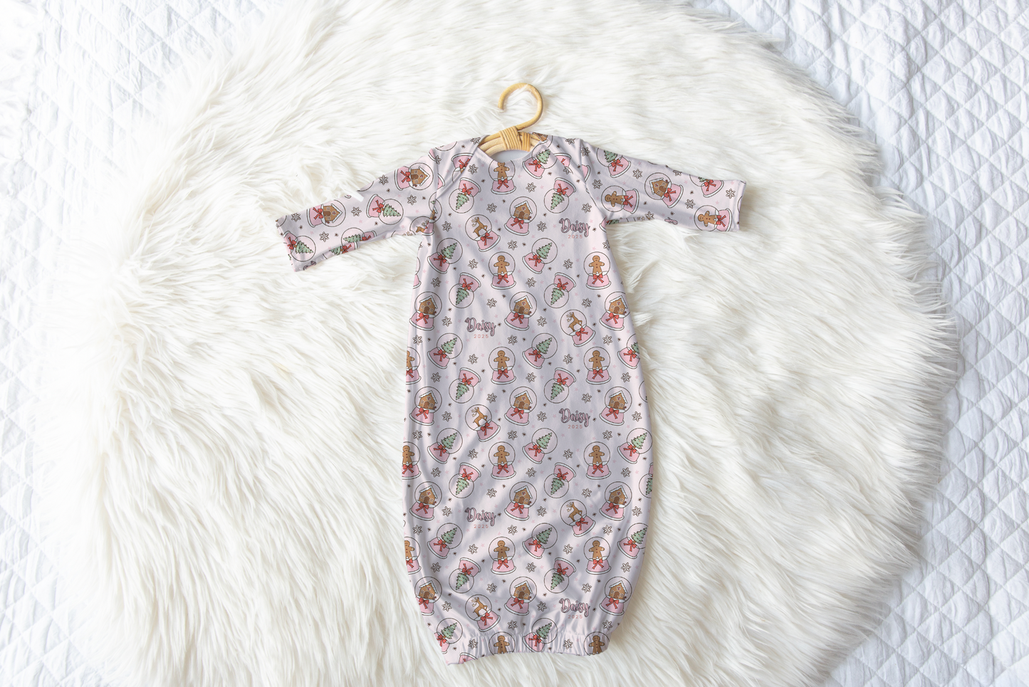 Winter Globes Christmas Personalized Name Infant Gown