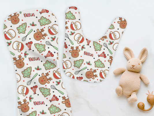 Christmas Cookie Personalized Burp Cloth & Bib