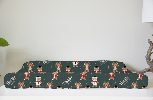 Teddy Bear Toyland Christmas Personalized Changing Pad Cover