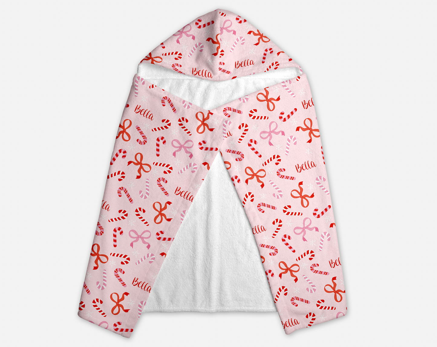 Peppermint Bows Christmas Personalized Hooded Towel