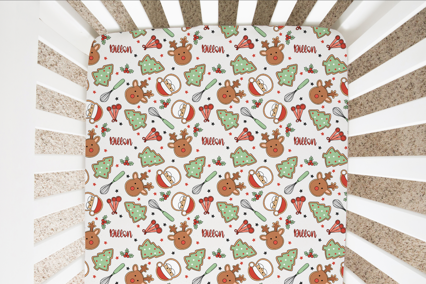 Christmas Cookie Personalized Crib Sheet