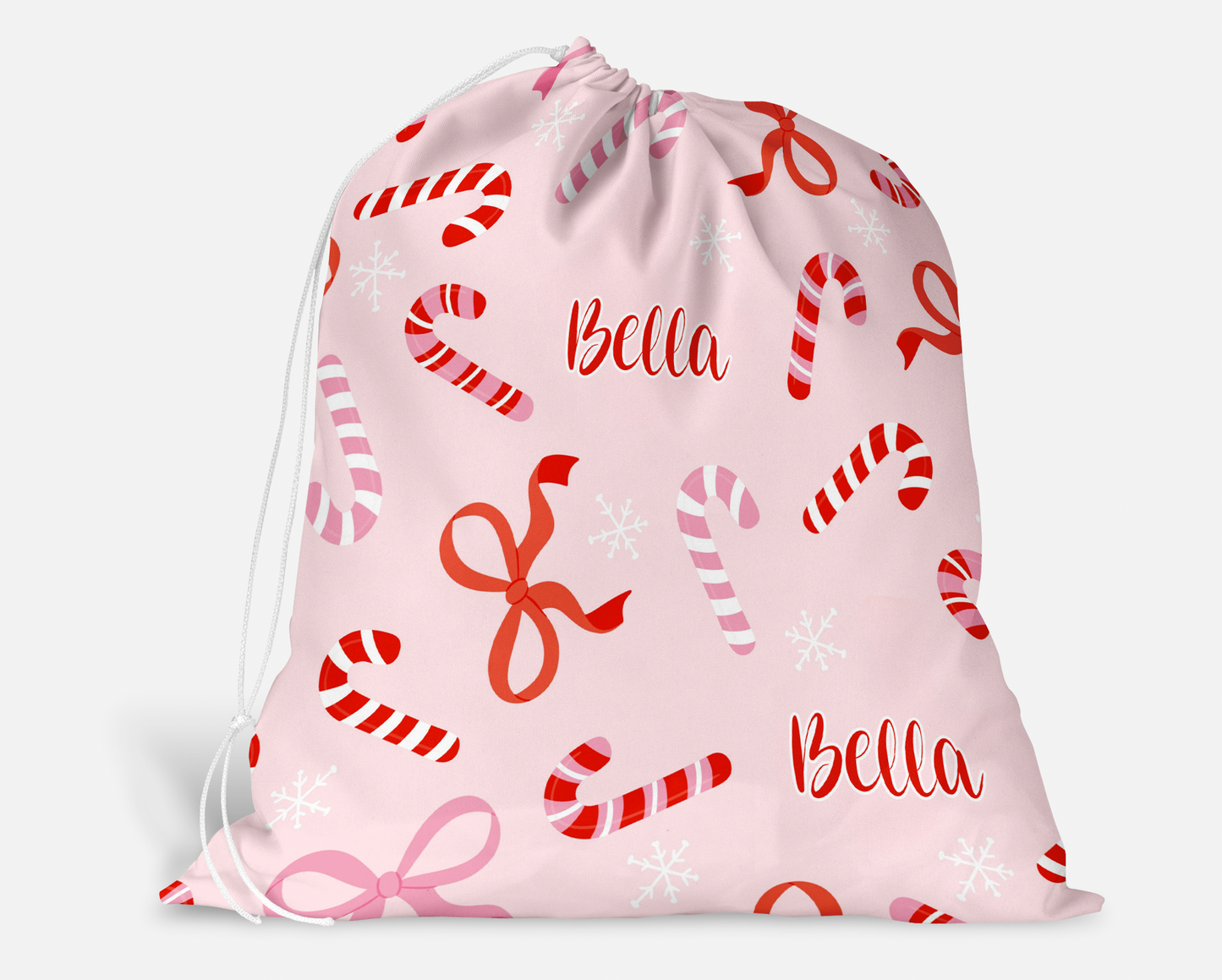 Peppermint Bows Christmas Personalized Oversized Santa Sack