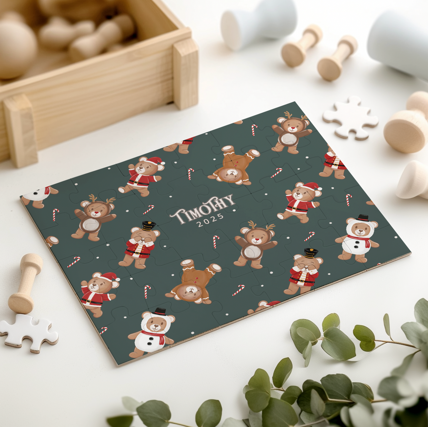 Teddy Bear Toyland Christmas Personalized 30 Piece Puzzle