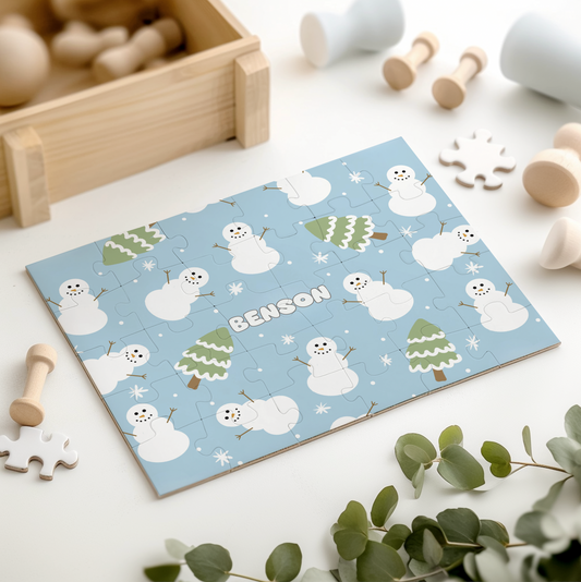 Winter Snowman Christmas Personalized 30 Piece Puzzle